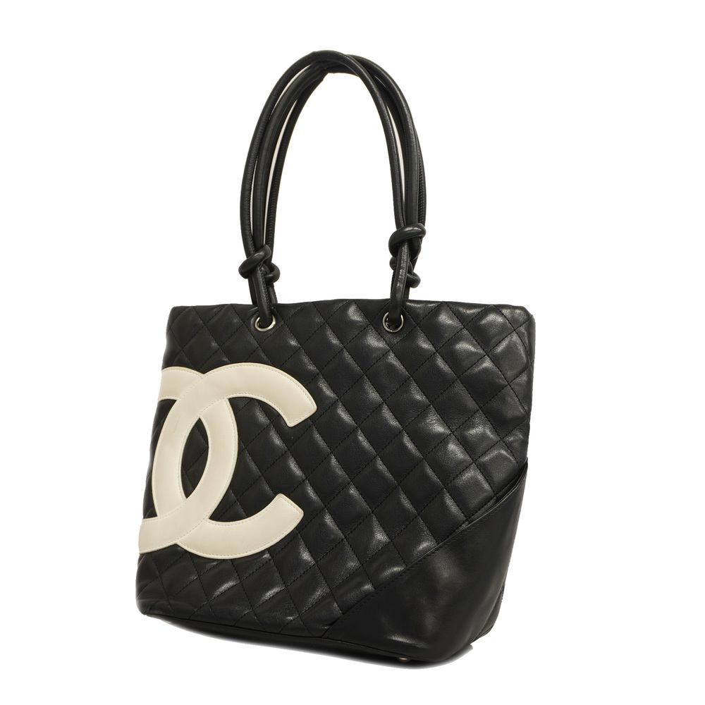 CHANELAuth Ligne Cambon Women's Undefined,Leather Tote Bag Black - Picture 1 of 10
